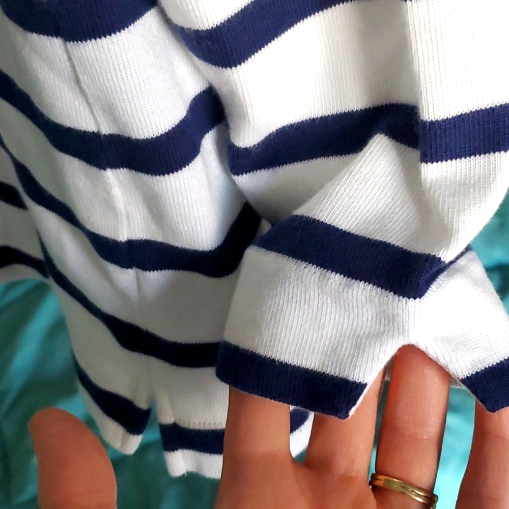 Kate Spade Tropez Nautical Navy Striped Womans Long Sleeve Top Size Medium - Picture 8 of 11